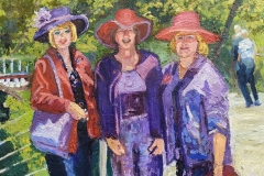 "Red Hat Ladies on Liberty Bridge" by Lori Solymosi
