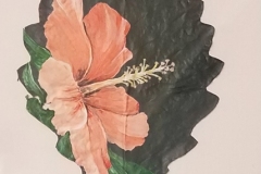 Hibiscus by Peggy Arnett - Acrylic on White Oak Leaf
