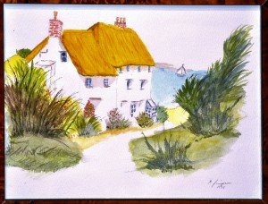A Cottage in Cornwall WATERCOLOR Elaine Simpson