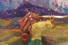"Sound of Music on the Trumpet" (mixed media) by Bonnie Lamarand