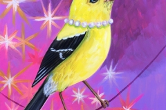 "Festive Goldfinch I" - Acrylic by Lisa Shimko - $75