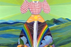 "Rainbow Falls Dress" - Acrylic by Lisa Shimko - $500