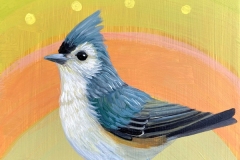 "Sherbet Tufted Titmouse" - Acrylic by Lisa Shimko - $60